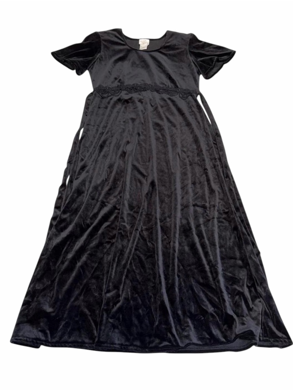 Vintage 90’s Black Velvet Maxi Dress Women’s 6 Whimsigoth Dark Romance Goth Vamp